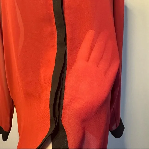 ✨Red & Black Sheer Blouse – Size M - Picture 8 of 10